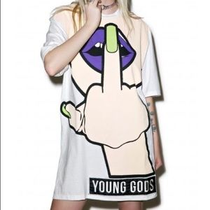 DOLLS KILL Middle Finger T-shirt Dress